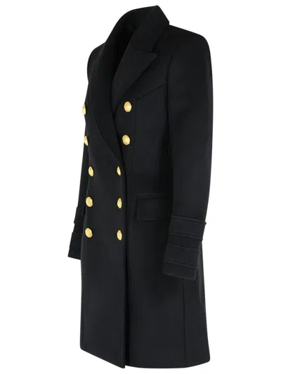 Balmain 10 Buttons Coat In Virgin Wool And Cashmere In Black