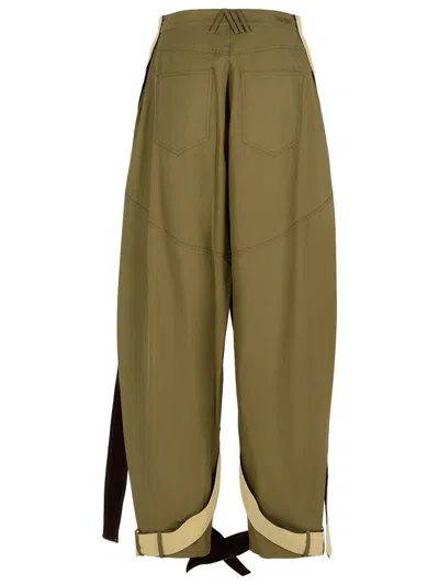 Attico Cargo Trousers With Strap And Pocket In Green