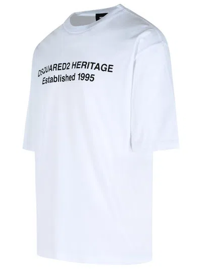Dsquared2 Mens White Heritage 95 Text-print Cotton T-shirt Xl In White