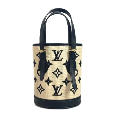 Pre-owned Louis Vuitton Beige Black Noir Cotton Leather Handbag Shoulder Bag ()