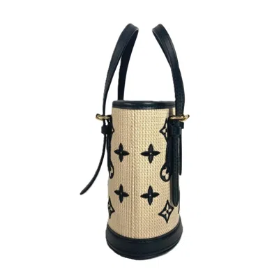 Pre-owned Louis Vuitton Beige Black Noir Cotton Leather Handbag Shoulder Bag ()