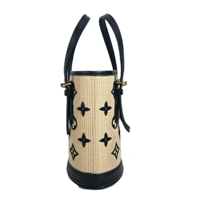 Pre-owned Louis Vuitton Beige Black Noir Cotton Leather Handbag Shoulder Bag ()