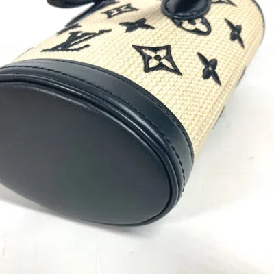 Pre-owned Louis Vuitton Beige Black Noir Cotton Leather Handbag Shoulder Bag ()