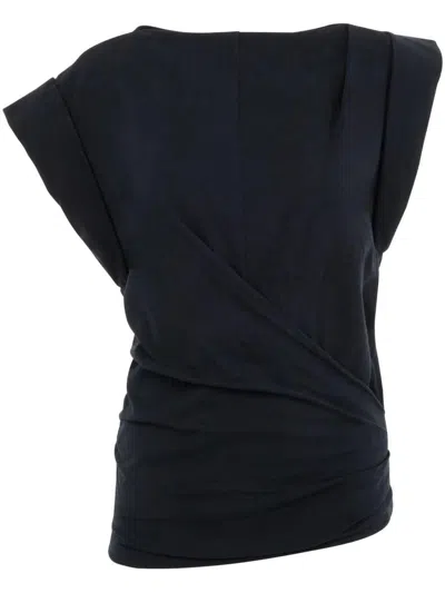 Isabel Marant Maisan Draped Cotton T-shirt In Black