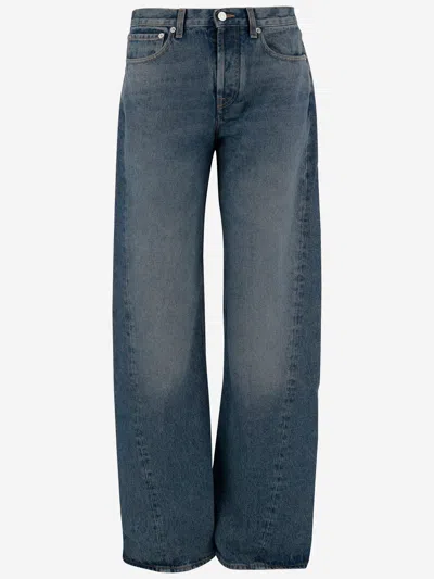 Armarium Washed Denim Jeans With Classic Five-pocket Design In Blue