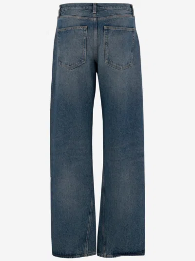 Armarium Washed Denim Jeans With Classic Five-pocket Design In Blue