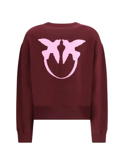 Pinko Wool And Cashmere Logo Sweater In Red