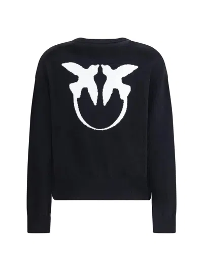 Pinko Wool And Cashmere Logo Sweater In Black