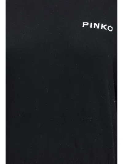 Pinko Wool And Cashmere Logo Sweater In Black