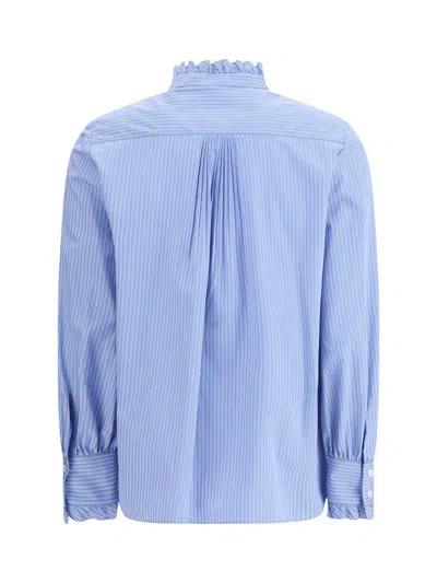 Valentino Hemd Aus Classic Stripe Popeline Frau Iris Liliac 48 In Blue