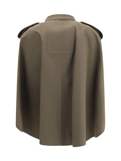 Burberry Cotton Cape With Traditional Check Lining In Brown