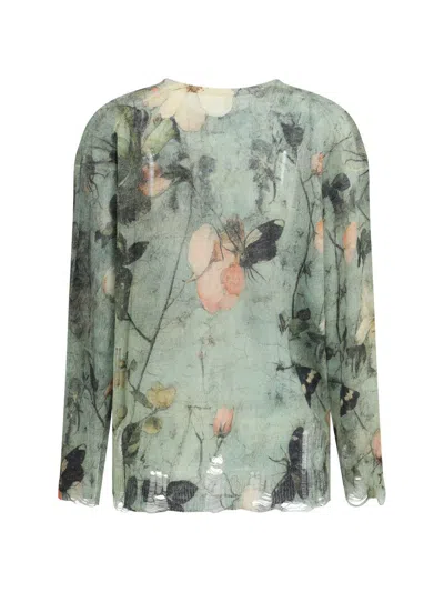 R13 Floral Pattern Cardigan In Green
