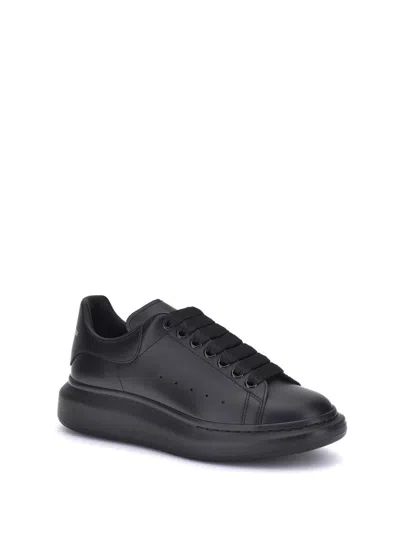 Alexander Mcqueen Black Sneakers With Logo Lettering On The Rear And Oversize Rubber Sole In Leather
