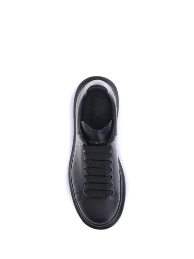 Alexander Mcqueen Black Sneakers With Logo Lettering On The Rear And Oversize Rubber Sole In Leather