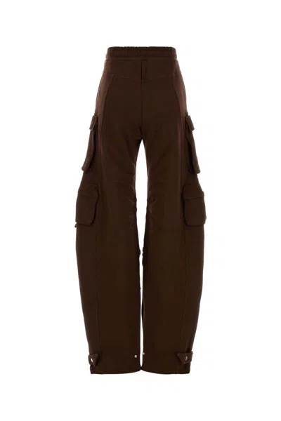 Attico Fern Cotton Fleece Cargo Pants In Brown