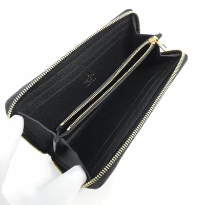 Pre-owned Louis Vuitton Black Leather Long Wallet (bi-fold) ()
