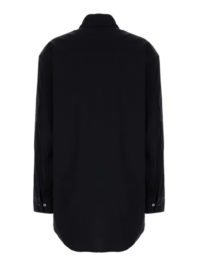 Plain Oversized Black Shirt In Cotton Woman In Black