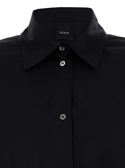 Plain Oversized Black Shirt In Cotton Woman In Black