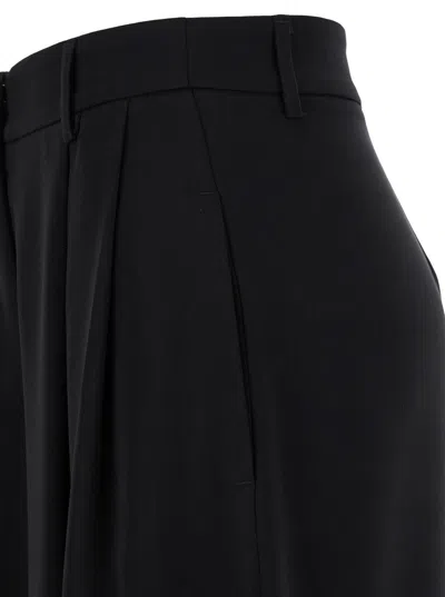 Plain Black Pants With Belt Loops And Wide Leg In Cady Woman In Black