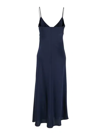 Plain Blue Dress With Thin Straps In Fabric Woman In Blue