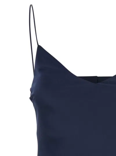 Plain Blue Dress With Thin Straps In Fabric Woman In Blue