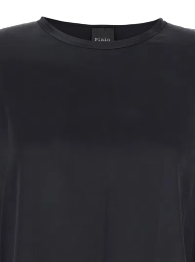 Plain Black Long Sleeves Blouse In Silk Woman In Black