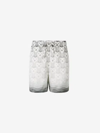 Casablanca Silk Bermuda Shorts Geometric Pattern In Gray