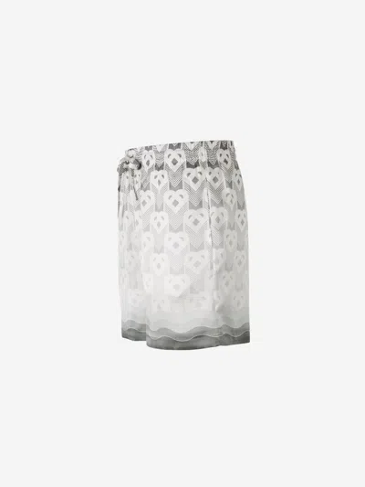 Casablanca Silk Bermuda Shorts Geometric Pattern In Gray