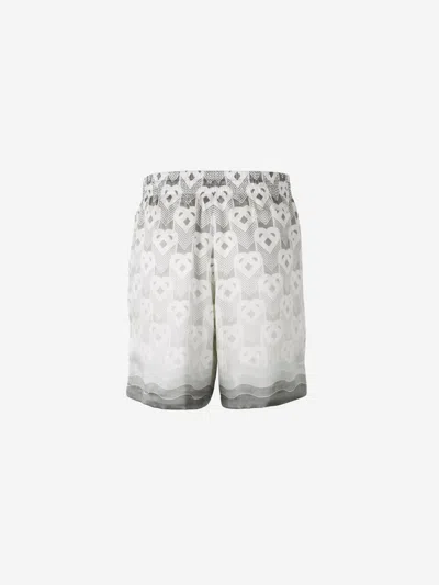 Casablanca Silk Bermuda Shorts Geometric Pattern In Gray