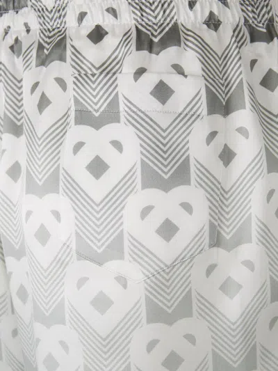 Casablanca Silk Bermuda Shorts Geometric Pattern In Gray