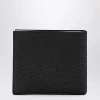 Balenciaga Black Bi-fold Credit Wallet In Hammered Leather Men In Black