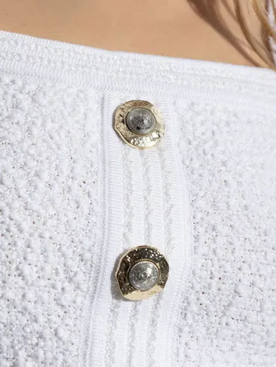 Balmain Cotton Blend Top Button Embellishments In Multi