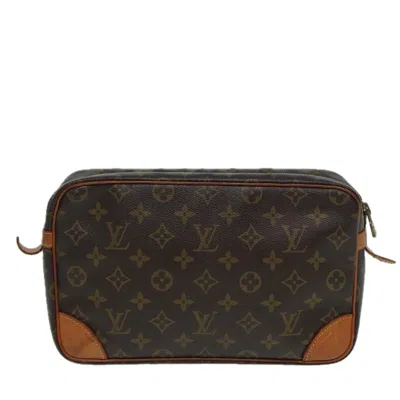 Pre-owned Louis Vuitton Compiègne Brown Canvas Clutch Bag ()