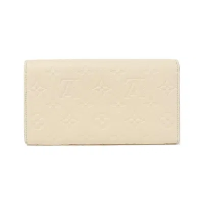 Pre-owned Louis Vuitton Cream Leather Long Wallet (tri-fold) ()