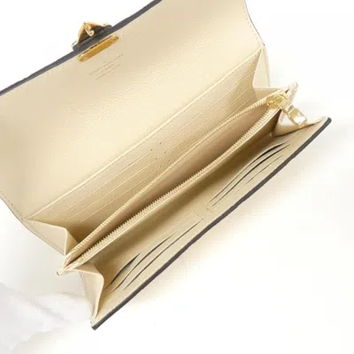 Pre-owned Louis Vuitton Cream Leather Long Wallet (tri-fold) ()