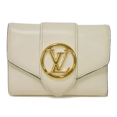 Pre-owned Louis Vuitton Cream Light Blue Leather Wallet (tri-fold) ()