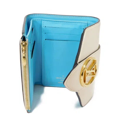 Pre-owned Louis Vuitton Cream Light Blue Leather Wallet (tri-fold) ()