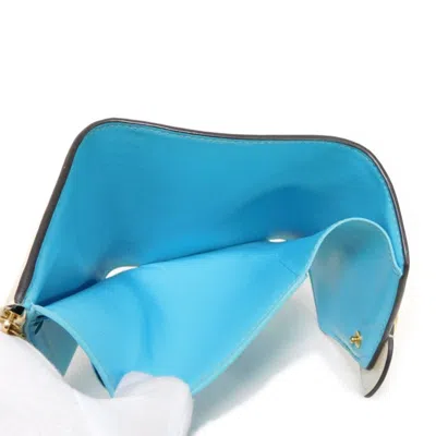 Pre-owned Louis Vuitton Cream Light Blue Leather Wallet (tri-fold) ()