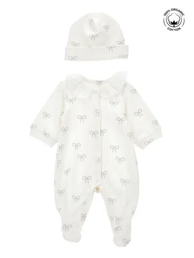 Monnalisa Onesie With Bows In White