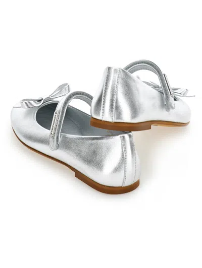 Monnalisa Metallic-leather Ballet Flats In Silver