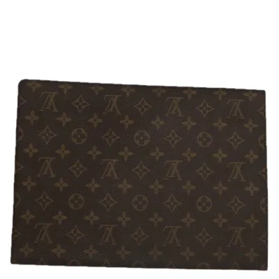 Pre-owned Louis Vuitton Document Case Brown Canvas Clutch Bag ()
