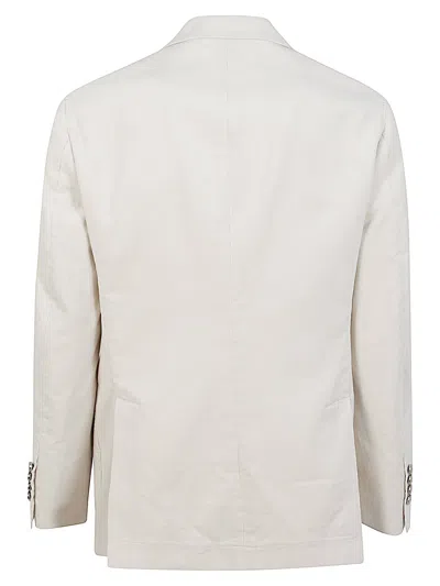 Brunello Cucinelli Ribbed Pattern Double-breasted Suit In White
