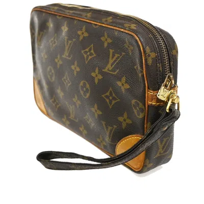 Pre-owned Louis Vuitton Marly Dragonne Brown Canvas Clutch Bag ()