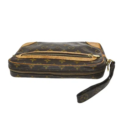 Pre-owned Louis Vuitton Marly Dragonne Brown Canvas Clutch Bag ()
