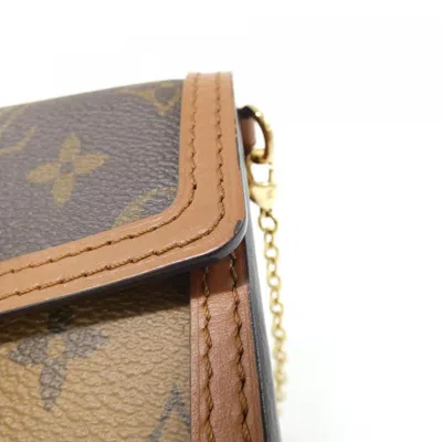Pre-owned Louis Vuitton Marron Coated Canvas Chain/shoulder Wallet ()