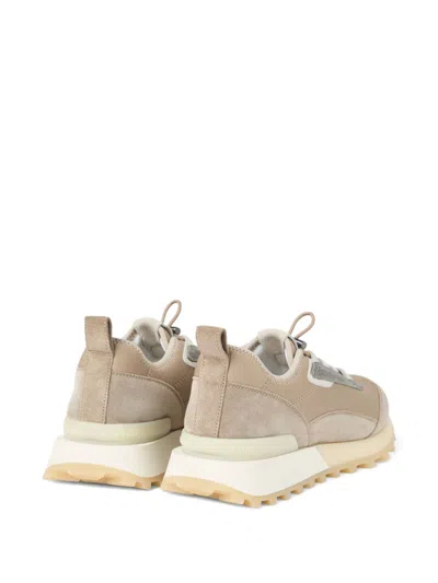 Brunello Cucinelli Chunky Sole Suede Finish Sneakers In Neutral