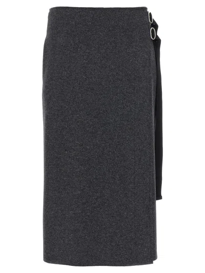 Jil Sander Flannel Skirt In Gray