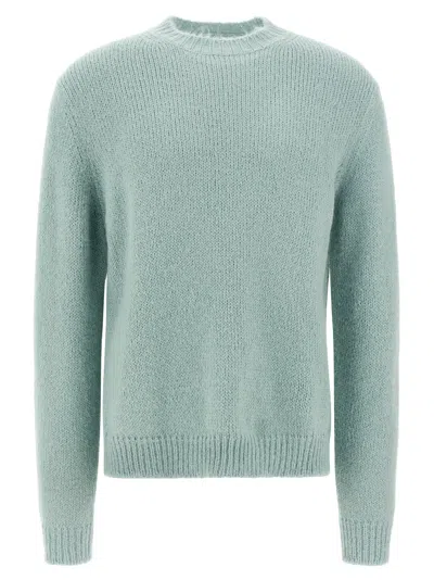 Jil Sander Powder Blue Alpaca And Wool Blend Crewneck Sweater In Green