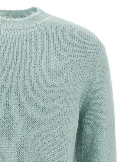 Jil Sander Powder Blue Alpaca And Wool Blend Crewneck Sweater In Green
