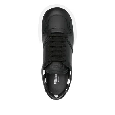 Moschino Sneakers In Calf Leather Ollie In Black
